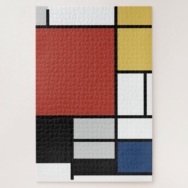 Mondrian Painting Red Plane Yellow Black Gray Blue Jigsaw Puzzle (Vertical)