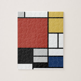 Mondrian Painting Red Plane Yellow Black Gray Blue Jigsaw Puzzle