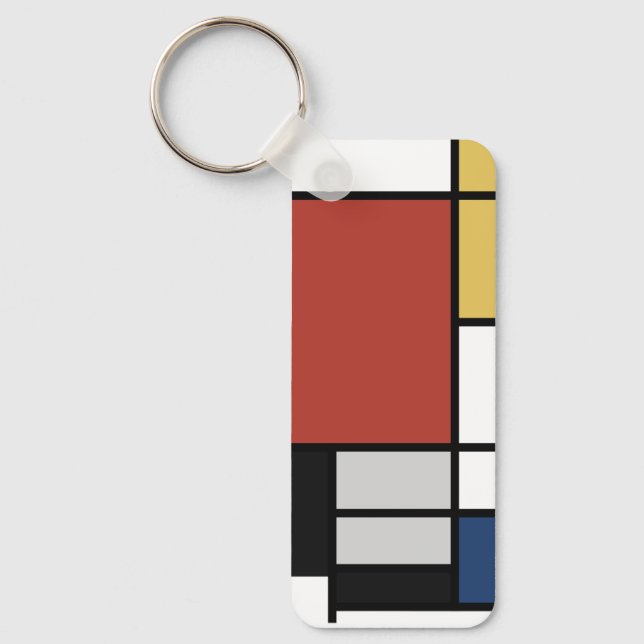 Mondrian Painting Red Plane Yellow Black Gray Blue Keychain (Front)