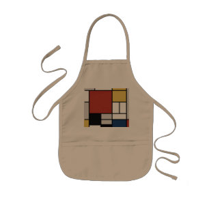 Mondrian Painting Red Plane Yellow Black Gray Blue Kids' Apron