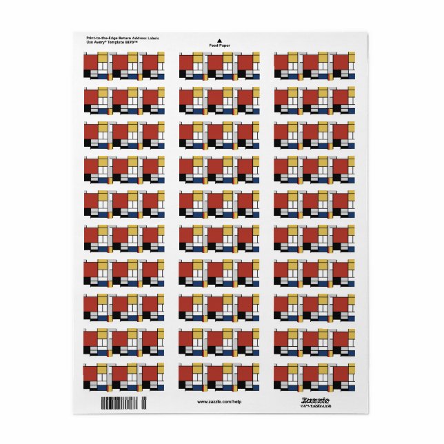 Mondrian Painting Red Plane Yellow Black Gray Blue Label (Full Sheet)