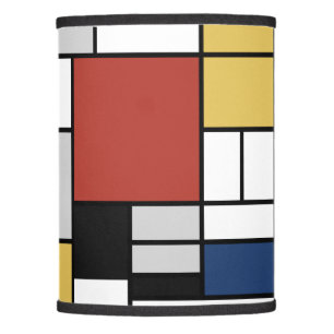 Mondrian Painting Red Plane Yellow Black Gray Blue Lamp Shade