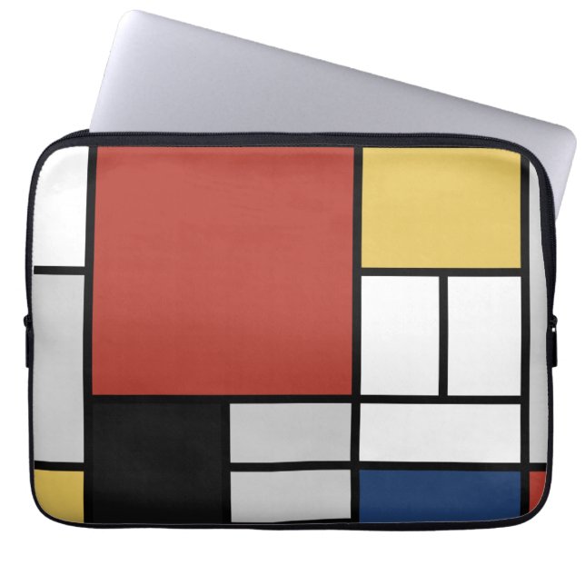 Mondrian Painting Red Plane Yellow Black Gray Blue Laptop Sleeve (Front)