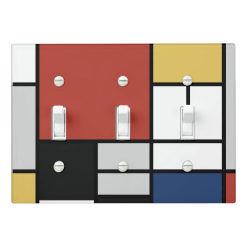 Mondrian Painting Red Plane Yellow Black Gray Blue Light Switch Cover