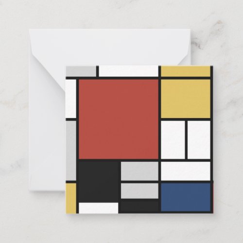 Mondrian Painting Red Plane Yellow Black Gray Blue Note Card