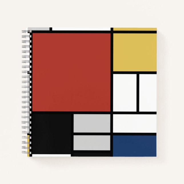 Mondrian Painting Red Plane Yellow Black Gray Blue Notebook (Front)