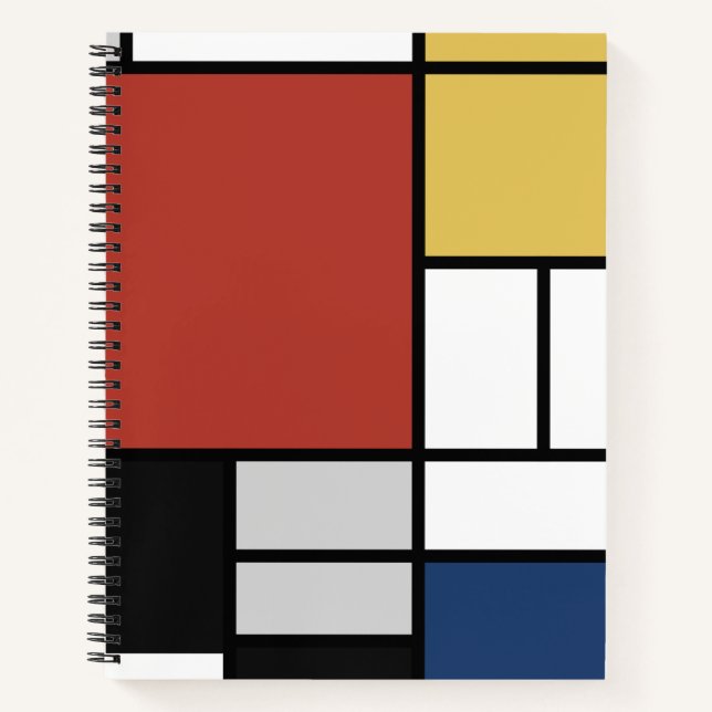 Mondrian Painting Red Plane Yellow Black Gray Blue Notebook (Front)