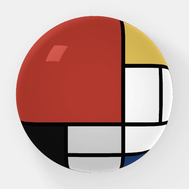 Mondrian Painting Red Plane Yellow Black Gray Blue Paperweight (Front)
