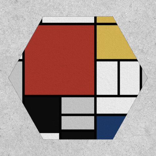 Mondrian Painting Red Plane Yellow Black Gray Blue Patch