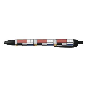 Mondrian Painting Red Plane Yellow Black Gray Blue Pen