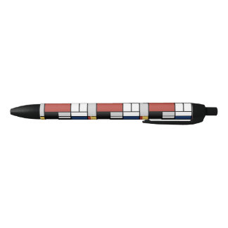 Mondrian Painting Red Plane Yellow Black Gray Blue Pen