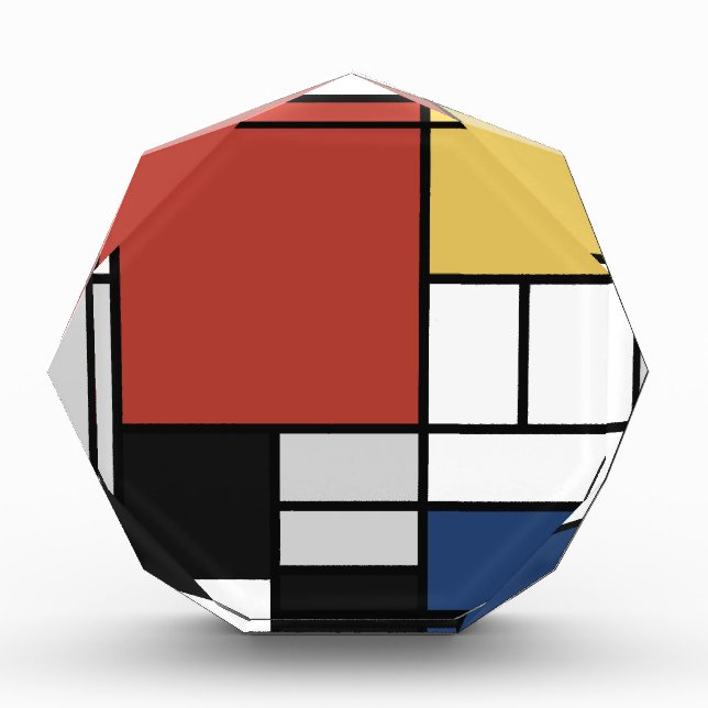 Mondrian Painting Red Plane Yellow Black Gray Blue Photo Block (Front)