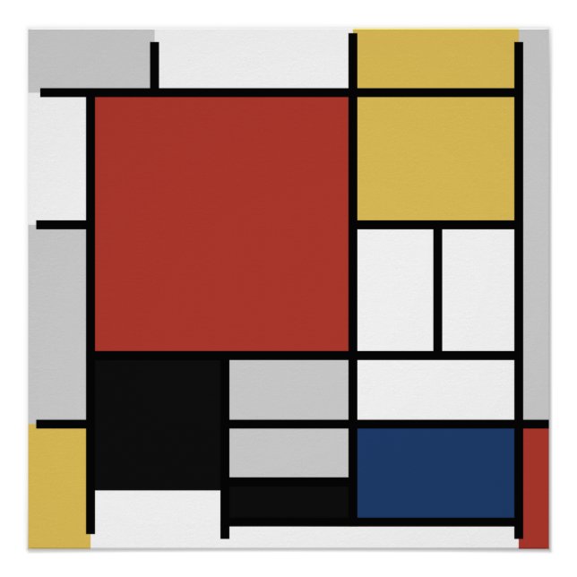 Mondrian Painting Red Plane Yellow Black Gray Blue Poster (Front)