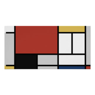 Mondrian Painting Red Plane Yellow Black Gray Blue Poster