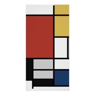 Mondrian Painting Red Plane Yellow Black Gray Blue Poster