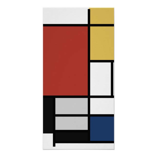 Mondrian Painting Red Plane Yellow Black Gray Blue Poster (Front)
