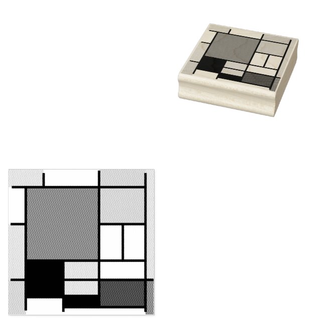Mondrian Painting Red Plane Yellow Black Gray Blue Rubber Stamp (Stamped)