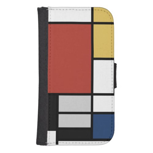 Mondrian Painting Red Plane Yellow Black Gray Blue Galaxy S4 Wallet Case