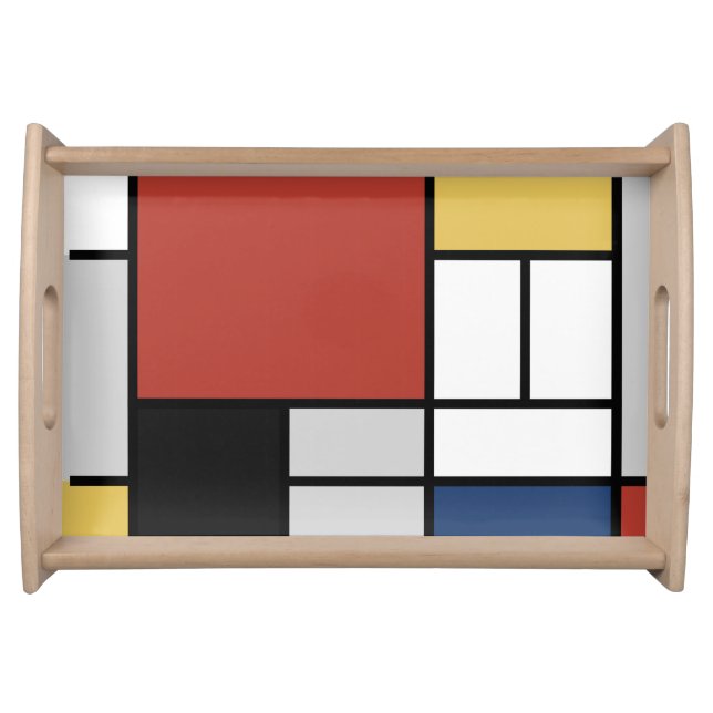 Mondrian Painting Red Plane Yellow Black Gray Blue Serving Tray (Front)
