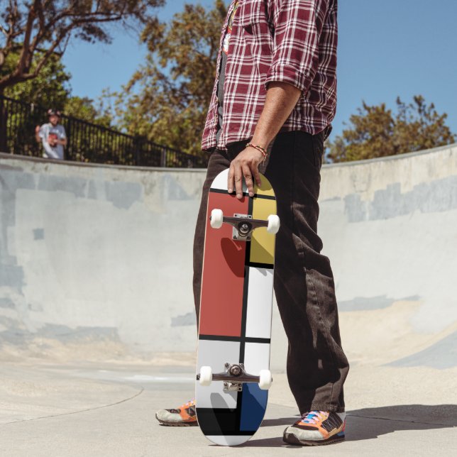 Mondrian Painting Red Plane Yellow Black Gray Blue Skateboard (Outdoor 2)