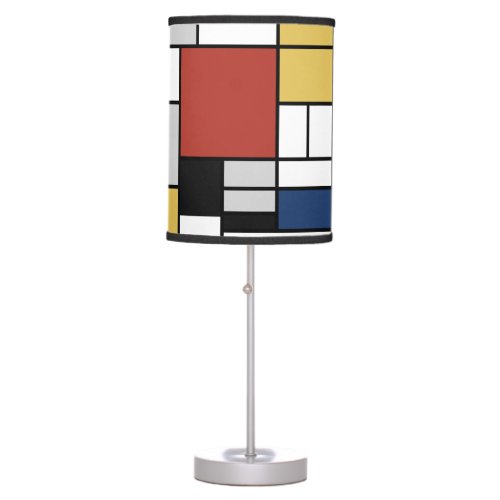 Mondrian Painting Red Plane Yellow Black Gray Blue Table Lamp