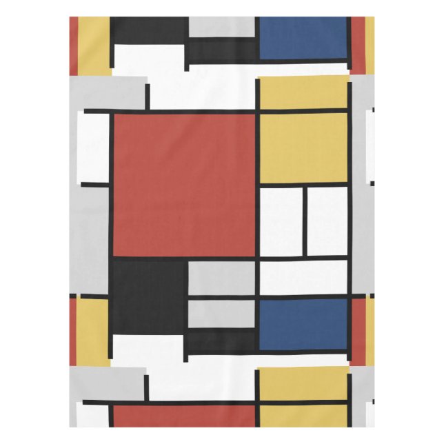 Mondrian Painting Red Plane Yellow Black Gray Blue Tablecloth (Front)