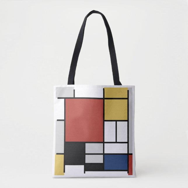Mondrian Painting Red Plane Yellow Black Gray Blue Tote Bag (Front)