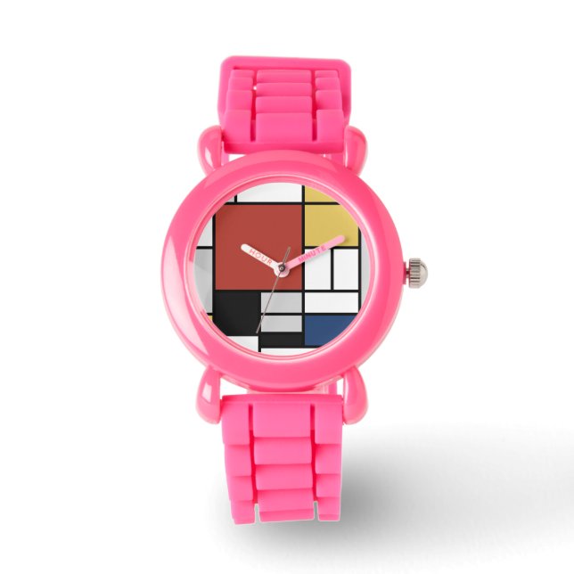 Mondrian Painting Red Plane Yellow Black Gray Blue Watch (Front)