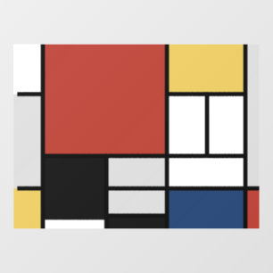 Mondrian Painting Red Plane Yellow Black Gray Blue Window Cling