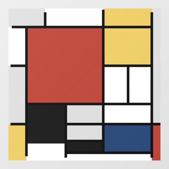 Mondrian Painting Red Plane Yellow Black Gray Blue Window Cling (Sheet)