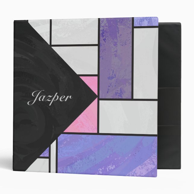 Mondrian Pink Purple White Print Binder (Front/Inside)