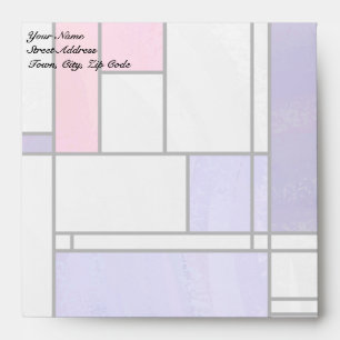 Mondrian Pink Purple White Print Envelope