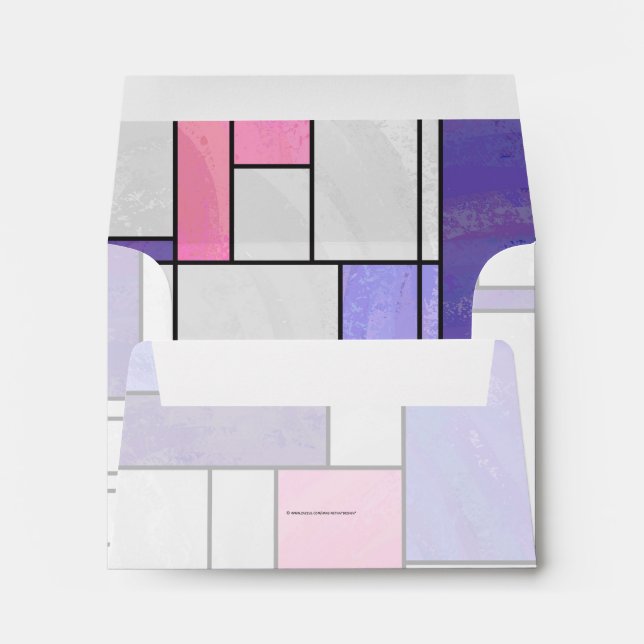 Mondrian Pink Purple White Print Envelope (Back (Bottom))