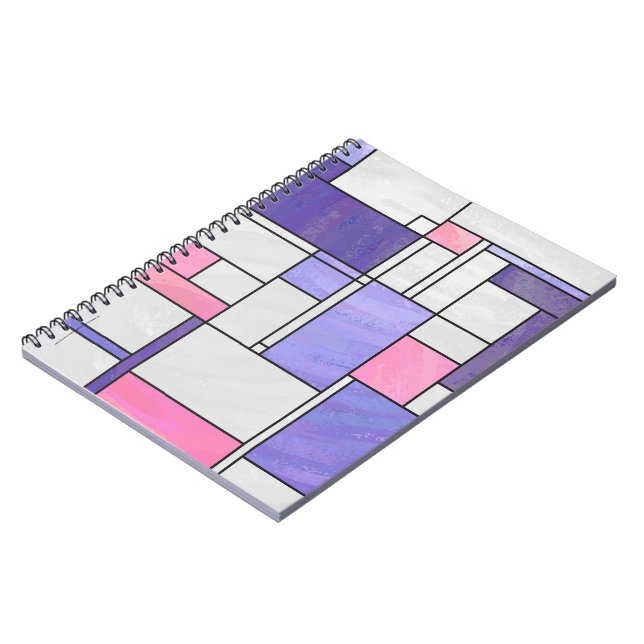 Mondrian Pink Purple White Print Notebook (Left Side)