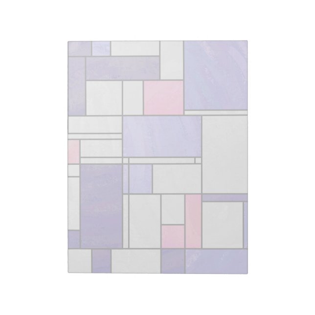Mondrian Pink Purple White Print Notepad (Rotated)