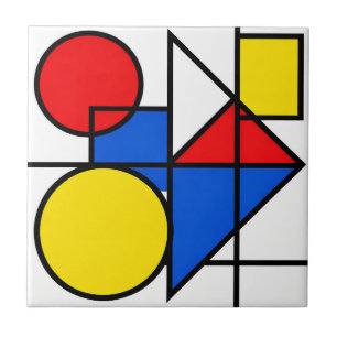 Mondrian Primary Color Composition Ceramic Tile