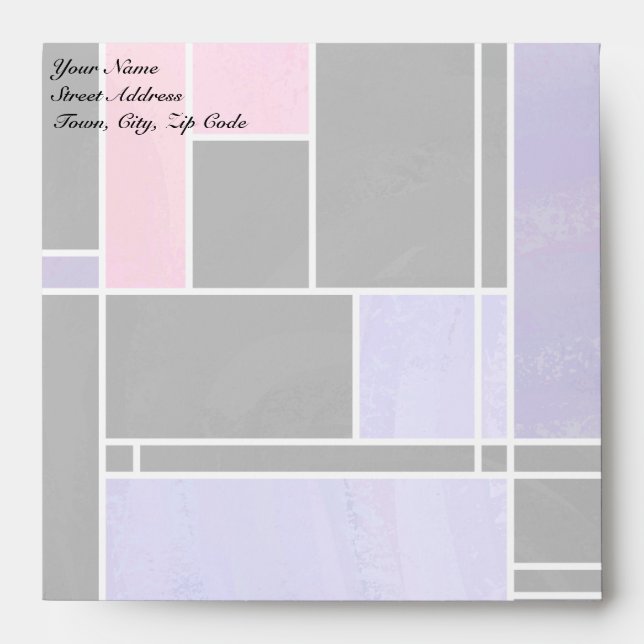 Mondrian Purple Pink Black Print Envelope (Front)