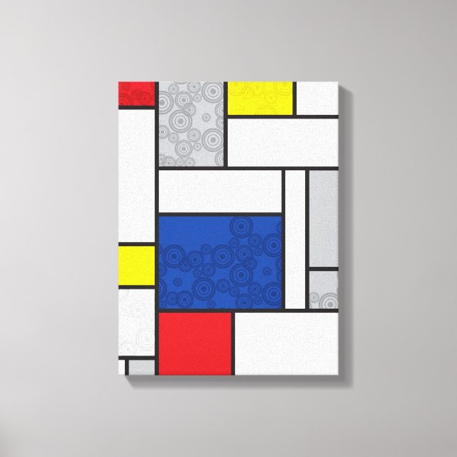 Mondrian Retro Circles Minimalist De Stijl Mod Art Canvas Print (Front)