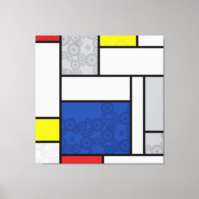 Mondrian Retro Circles Minimalist De Stijl Mod Art Canvas Print (Front)