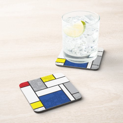 Mondrian Retro Circles Minimalist De Stijl Mod Art Drink Coaster