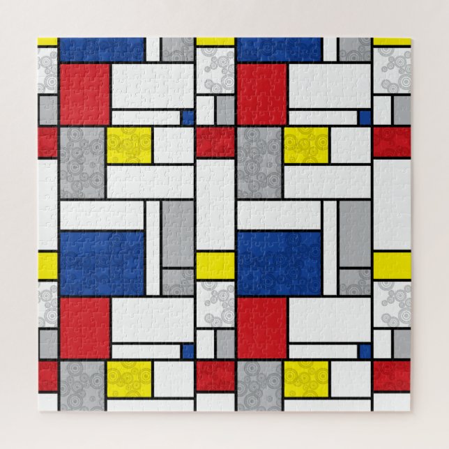 Mondrian Retro Circles Minimalist De Stijl Mod Art Jigsaw Puzzle (Vertical)