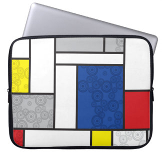 Mondrian Retro Circles Minimalist De Stijl Mod Art Laptop Sleeve