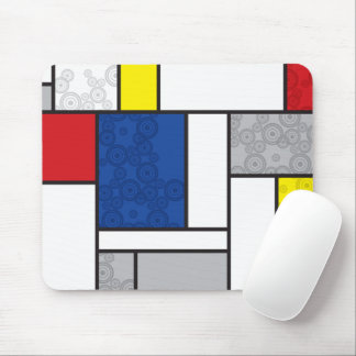 Mondrian Retro Circles Minimalist De Stijl Mod Art Mouse Pad