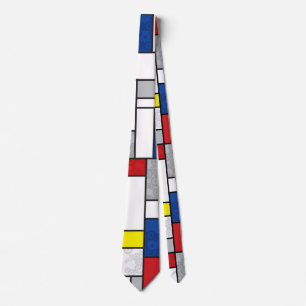Mondrian Retro Circles Minimalist De Stijl Mod Art Neck Tie