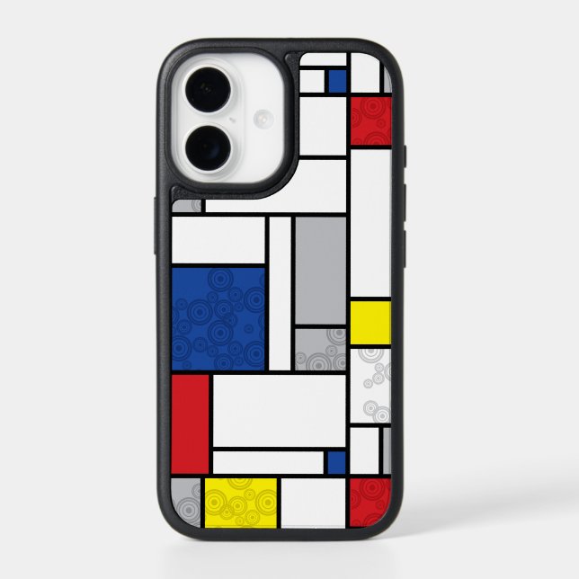 Mondrian Retro Circles Minimalist De Stijl Mod Art Otterbox iPhone Case (Back)