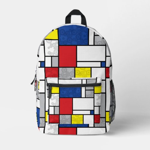 Mondrian Retro Circles Minimalist De Stijl Mod Art Printed Backpack
