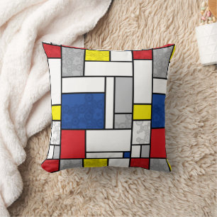 Mondrian Retro Circles Minimalist De Stijl Mod Art Throw Pillow