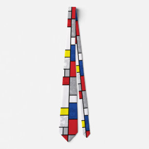 Mondrian Retro Circles Minimalist De Stijl Mod Art Tie