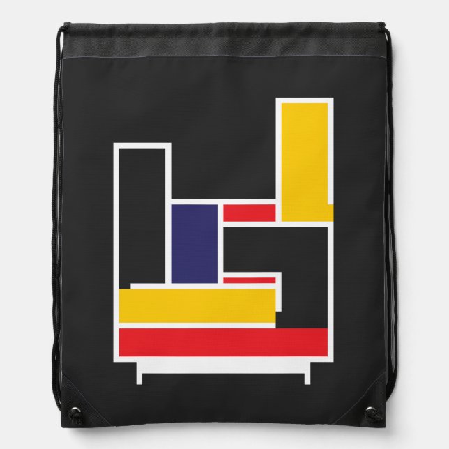 Mondrian Rock Hand Drawstring Bag (Front)