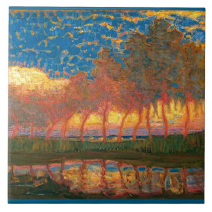 Mondrian - Row of Eleven Poplars Ceramic Tile